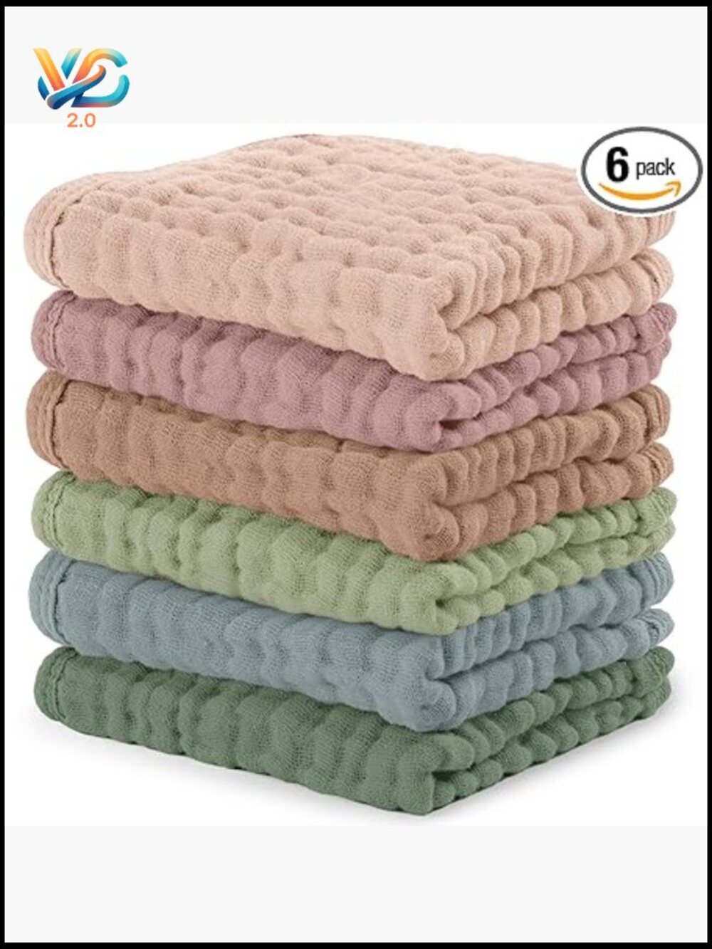 Soft Muslin Baby Washcloths 6 Pack Gentle Absorbent Newborn Essentials